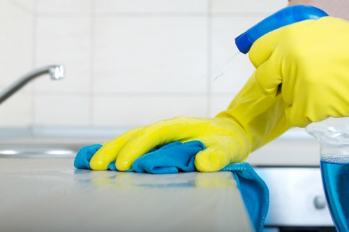 Carpet cleaning technician preparing equipment for a service appointment